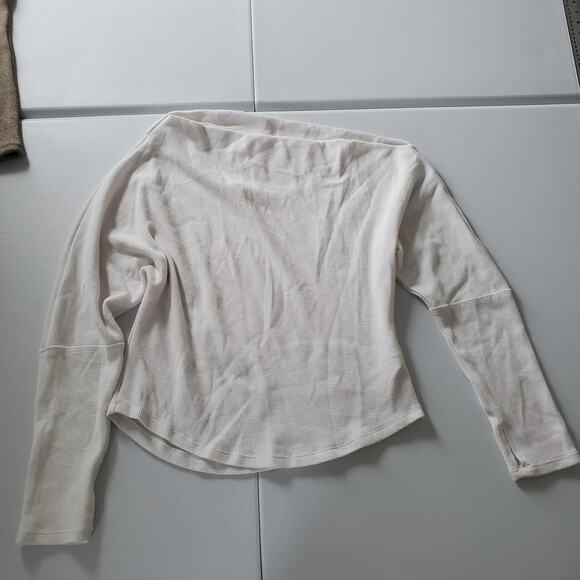 We The Free Shirt Womens Medium Waffle Knit Thermal Long Sleeve Top Free People - Picture 1 of 9